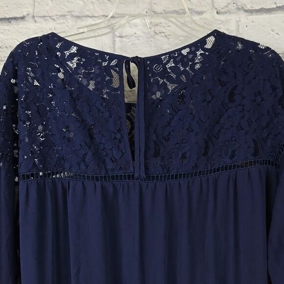 Joie Navy Jevin Silk Romper Pockets Long Sheer Sleeves Floral Lace Short Jumper - Picture 10 of 15